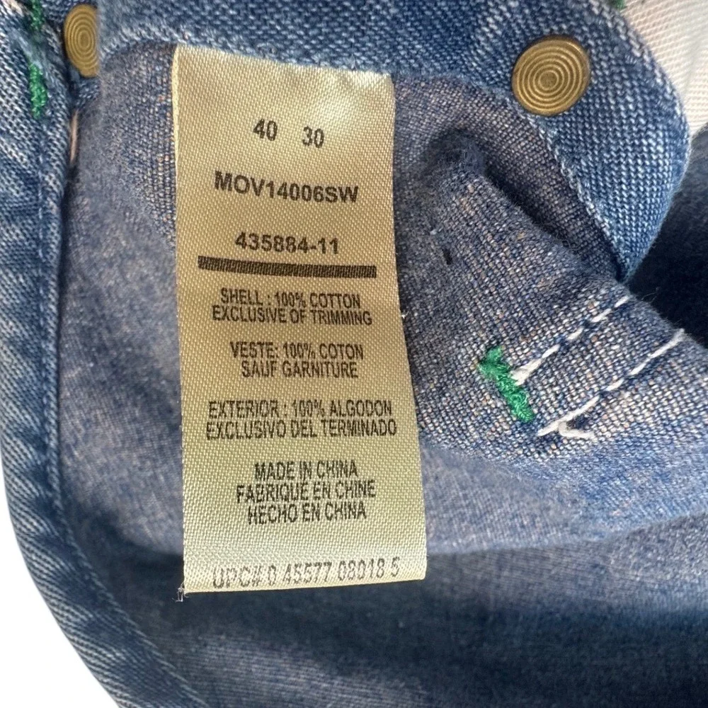 Liberty Denim Bib Overalls Mens 40x30 Blue Green Accent Workwear Carpenters Y2K
